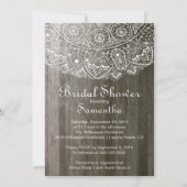 Elegant  Wood Lace Bridal Shower Invitation Kaart (Voorkant)