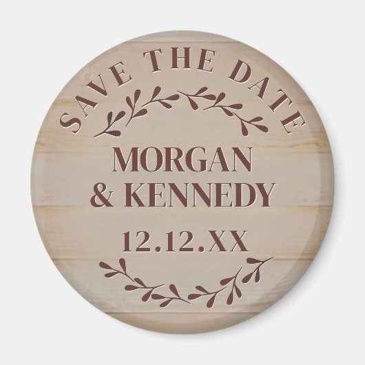 Elegant Wood Look Bruiloft Save the Date Magnet (Voorkant)