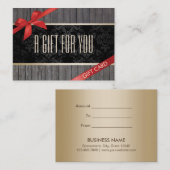 Elegant Wood Red Ribbon Cadeaubon Kortingskaartje (Voorkant / Achterkant)