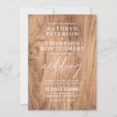 Elegant Wood Rustic Wedding Invitation Kaart (Voorkant)