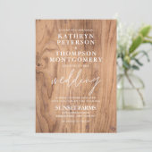 Elegant Wood Rustic Wedding Invitation Kaart (Staand voorkant)