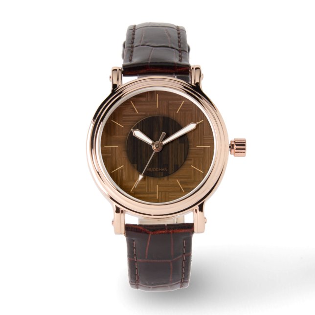 Elegant Wood Watch Horloge (Voorkant)