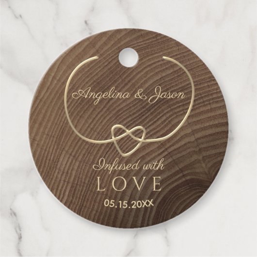 Elegant Wood Wedding Bedankjes Labels (Voorkant)