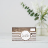 Elegant Wooden Camera Fotograaf Visitekaartje (Staand voorkant)