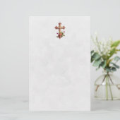 Elegant Wooden Cross met roze bloemen Briefpapier (Staand voorkant)