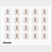 Elegant Wooden Cross met roze bloemen Dank je wel Vierkante Sticker (Vel)