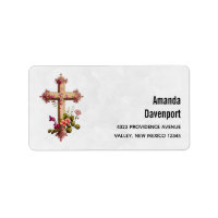 Elegant Wooden Cross met roze bloemen