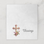 Elegant Wooden Cross met roze bloemen Plaatskaartje (Buitenkant ongevouwen)