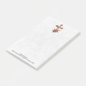 Elegant Wooden Cross met roze bloemen Post-it® Notes (Schuin)