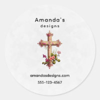 Elegant Wooden Cross met Roze Flowers Business