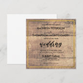 Elegant Wooden Gold Wedding Uitnodiging (Voorkant / Achterkant)