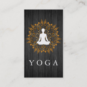 Elegant Wooden Mandala Logo Yoga Healing Health Visitekaartje