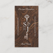 Elegant Woodgrain Key Monogram Stylish Arch Photo Visitekaartje (Voorkant)
