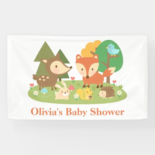 Elegant Woodland Animal Baby shower Banner (Horizontaal)