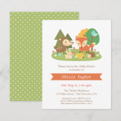 Elegant Woodland Animal Baby shower Kaart (Voorkant / Achterkant)