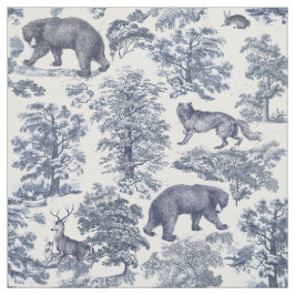 Elegant  Woodland Animal Blue Toile Pattern Stof