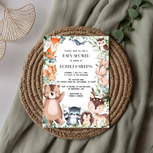 Elegant Woodland Animal Forest Vrienden Baby showe Kaart