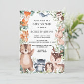 Elegant Woodland Animal Forest Vrienden Baby showe Kaart (Staand voorkant)