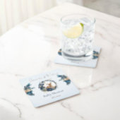 Elegant Woodland Baby shower Herten Blauw Goud Blo Kartonnen Onderzetters