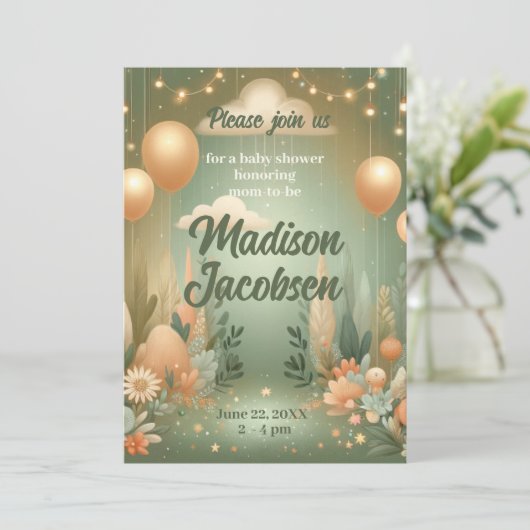 Elegant Woodland Baby shower Kaart (Staand voorkant)