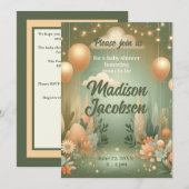 Elegant Woodland Baby shower Kaart (Voorkant / Achterkant)