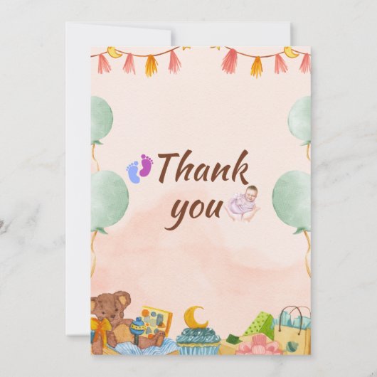 Elegant Woodland Baby shower Kaart (Achterkant)