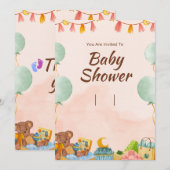 Elegant Woodland Baby shower Kaart (Voorkant / Achterkant)