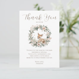 Elegant Woodland Baby Shower Thank You Bedankkaart