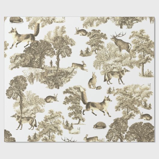 Elegant  Woodland Beige Fox Konijnentoilet Cadeaupapier (Vlak)
