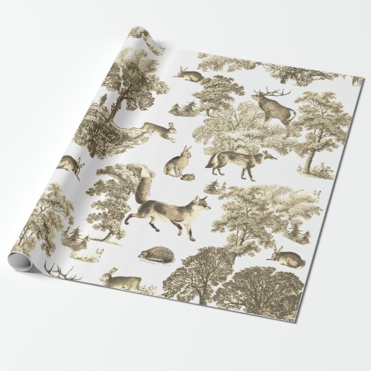 Elegant  Woodland Beige Fox Konijnentoilet Cadeaupapier (Uitgerold)