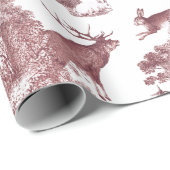 Elegant  Woodland Bourgondië Fox Konijnentoilet Cadeaupapier (Rol Hoek)