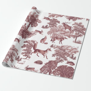 Elegant  Woodland Bourgondië Fox Konijnentoilet Cadeaupapier