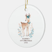 Elegant Woodland Deer Baby Eerste Kerstkerstdag Aa Keramisch Ornament (Links)