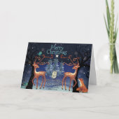 Elegant Woodland Deer Christmas | Forest Scene Feestdagen Kaart (Voorkant)
