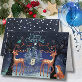 Elegant Woodland Deer Christmas | Forest Scene Feestdagen Kaart