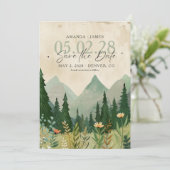 Elegant Woodland en Mountain Photo Save the Date Kaart (Staand voorkant)