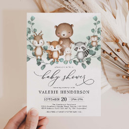 Elegant Woodland Eucalyptus Greenery Baby shower Kaart