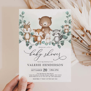 Elegant Woodland Eucalyptus Greenery Baby shower Kaart