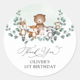 Elegant Woodland Eucalyptus groen Baby dieren Ronde Sticker