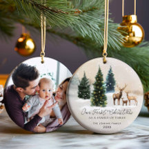 Elegant Woodland Familie van Drie Foto's Kerstmis