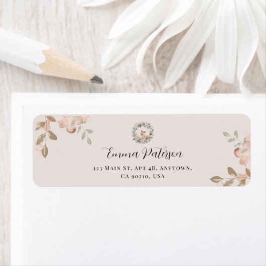 Elegant Woodland Floral Return Address Etiket (Insitu)