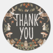 Elegant Woodland Forest Baby shower dank u Ronde Sticker (Voorkant)