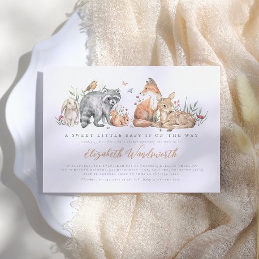 Elegant Woodland Forest Dieren Baby shower Kaart