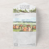 Elegant Woodland Forest | Illustratief huwelijk All In One Uitnodiging (Buitenkant)