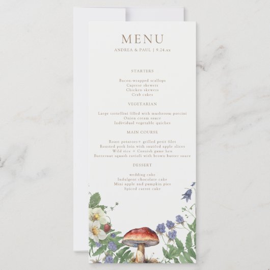 Elegant Woodland | Forest Wedding Menu (Voorkant)
