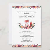 Elegant Woodland Fox Baby shower Invitation Kaart (Voorkant)