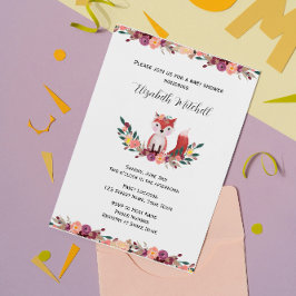 Elegant Woodland Fox Baby shower Invitation Kaart