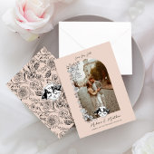 Elegant Woodland Fox Bloemen Schets Sprookje Foto Save The Date