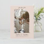 Elegant Woodland Fox Bloemen Schets Sprookje Foto Save The Date (Staand voorkant)