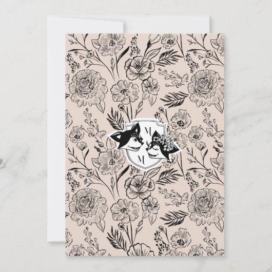 Elegant Woodland Fox Bloemen Schets Sprookje Foto Save The Date (Achterkant)